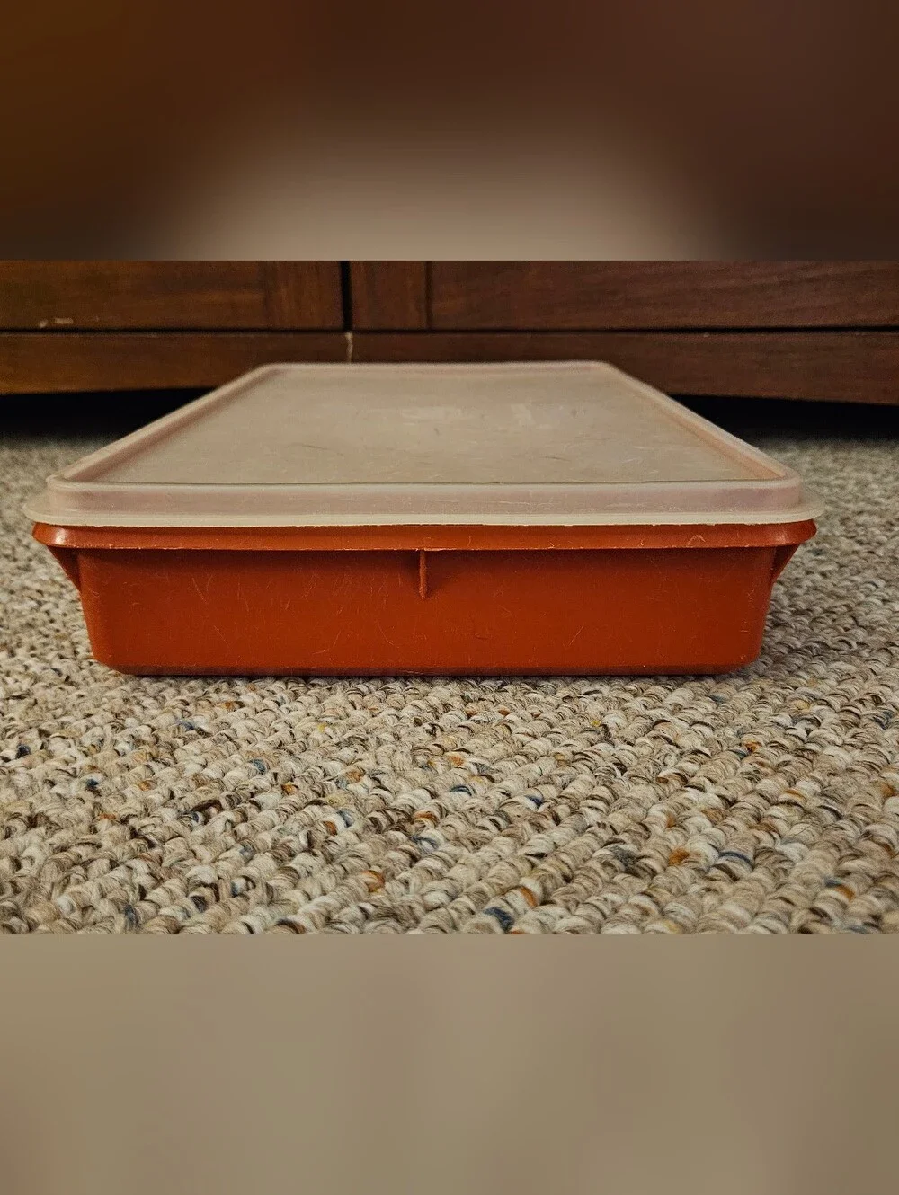 Tupperware Rectangular Container Red Bottom Deli Cake Keeper 290-2